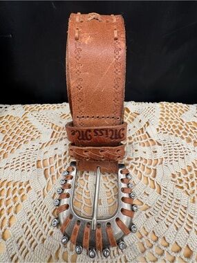 Miss Me Western Boho Style Leather Belt with Decorative Rhinestone Buckle